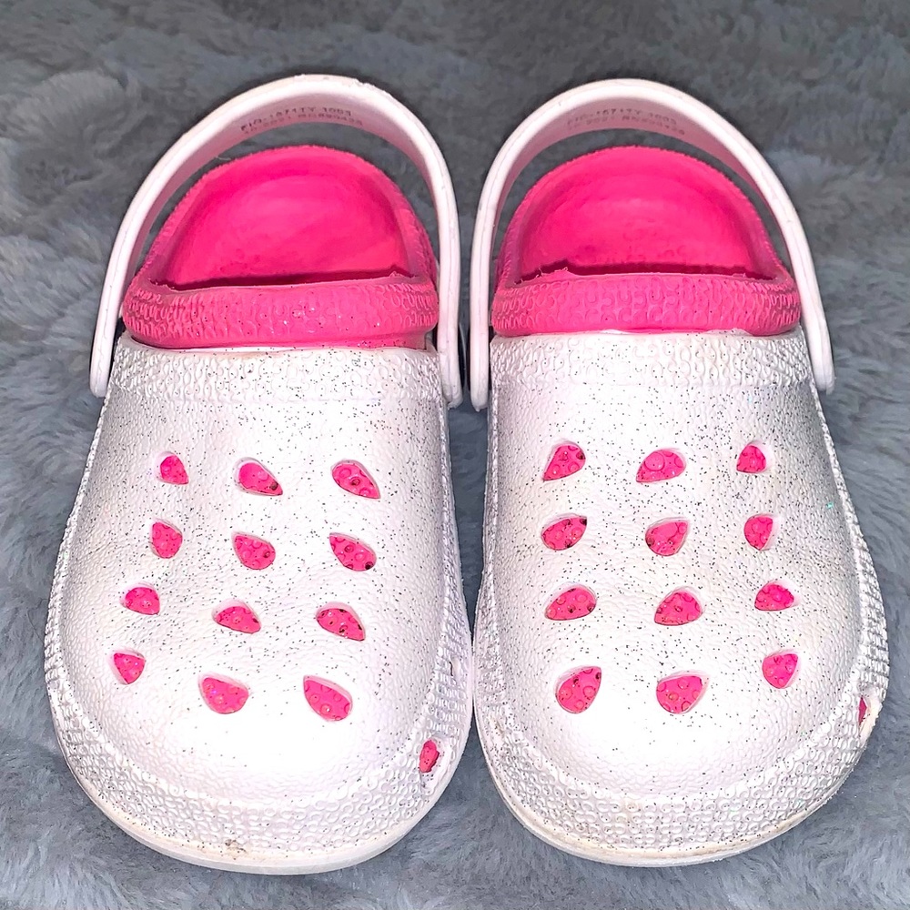 Toddler Girl’s Two-Tone White Glitter EVA Clog